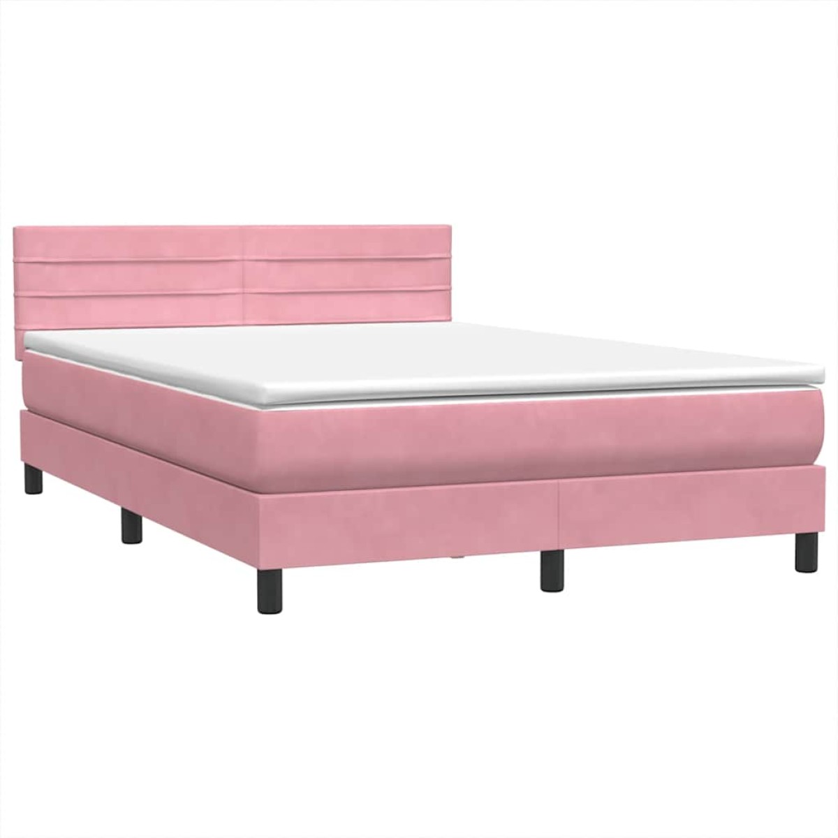 vidaXL Κρεβάτι Boxspring με Στρώμα & LED Ροζ 160x210 εκ. Βελούδινο