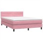 vidaXL Κρεβάτι Boxspring με Στρώμα & LED Ροζ 160x210 εκ. Βελούδινο