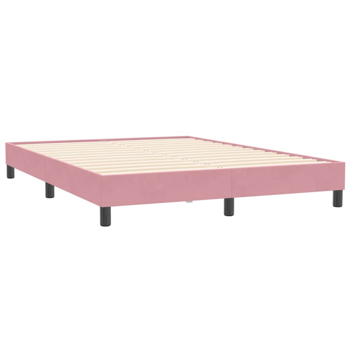 vidaXL Κρεβάτι Boxspring με Στρώμα & LED Ροζ 160x210 εκ. Βελούδινο