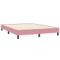 vidaXL Κρεβάτι Boxspring με Στρώμα & LED Ροζ 160x210 εκ. Βελούδινο