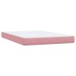 vidaXL Κρεβάτι Boxspring με Στρώμα & LED Ροζ 160x210 εκ. Βελούδινο
