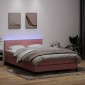 vidaXL Κρεβάτι Boxspring με Στρώμα & LED Ροζ 160x210 εκ. Βελούδινο