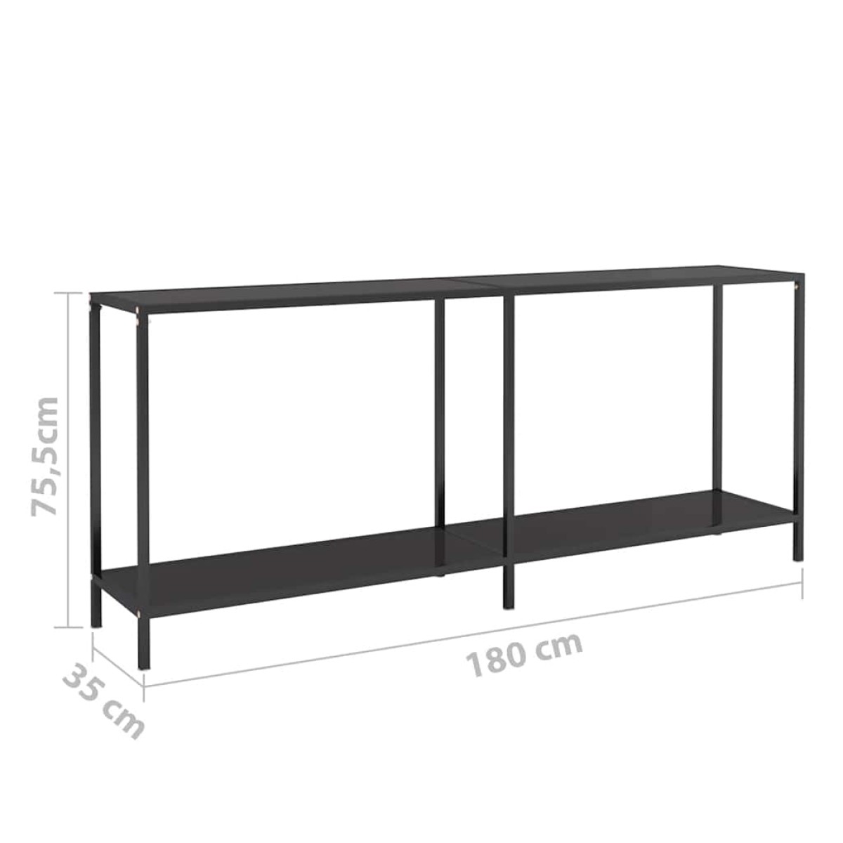 vidaXL Τραπέζι Κονσόλα Μαύρο 180 x 35 x 75,5 εκ. από Ψημένο Γυαλί