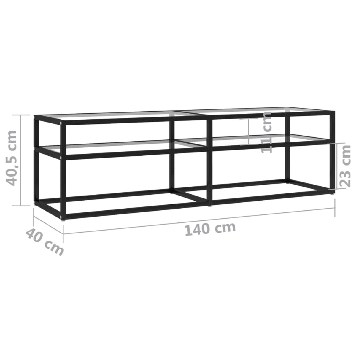 vidaXL Έπιπλο Τηλεόρασης Διαφανές 140x40x40,5εκ. από Γυαλί Ασφαλείας