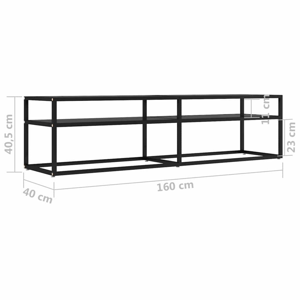 vidaXL Έπιπλο Τηλεόρασης Μαύρο 160 x 40 x 40,5 εκ. από Γυαλί Ασφαλ.