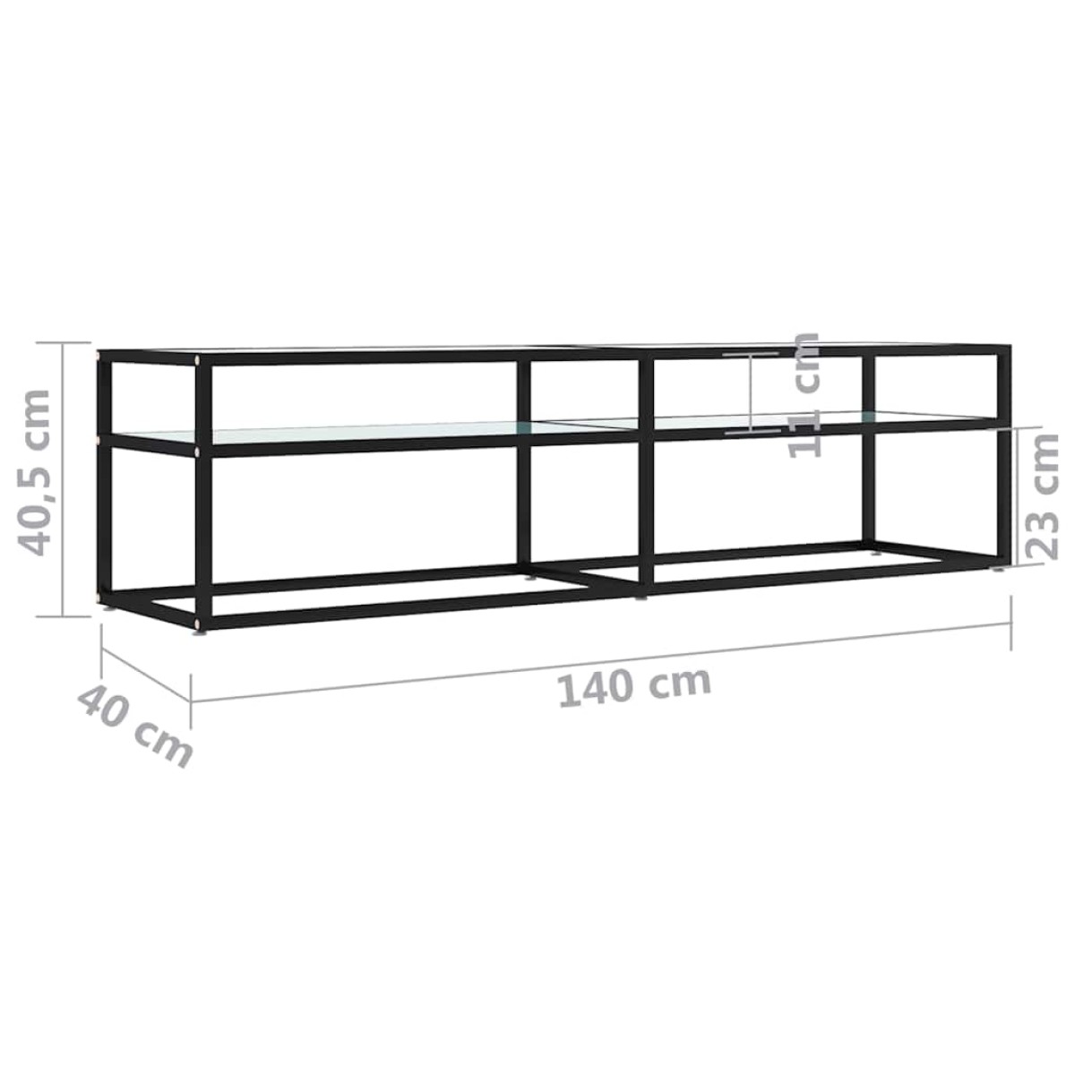 vidaXL Έπιπλο Τηλεόρασης Λευκό Όψη Μαρμάρου 160x40x40,5εκ Ψημένο Γυαλί
