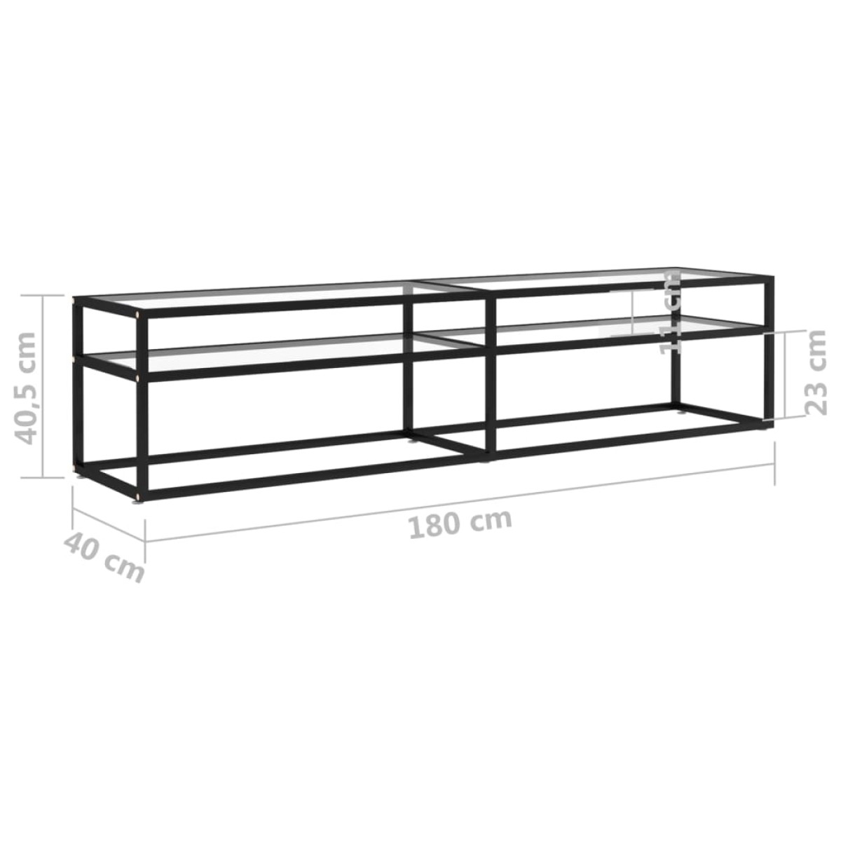 vidaXL Έπιπλο Τηλεόρασης Διαφανές 180 x 40 x 40,5 εκ. από Ψημένο Γυαλί
