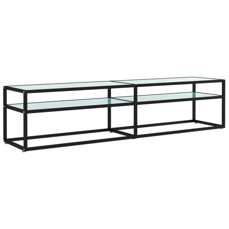 vidaXL Έπιπλο Τηλεόρασης Λευκό Όψη Μαρμάρου 180x40x40,5εκ Ψημένο Γυαλί