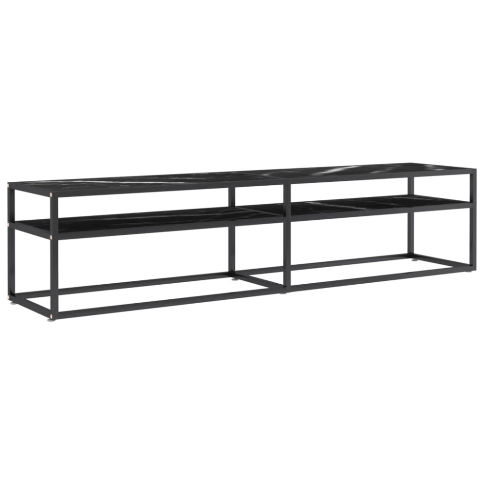 vidaXL Έπιπλο Τηλεόρασης Λευκό Όψη Μαρμάρου 180x40x40,5εκ Γυαλί Ασφαλ.