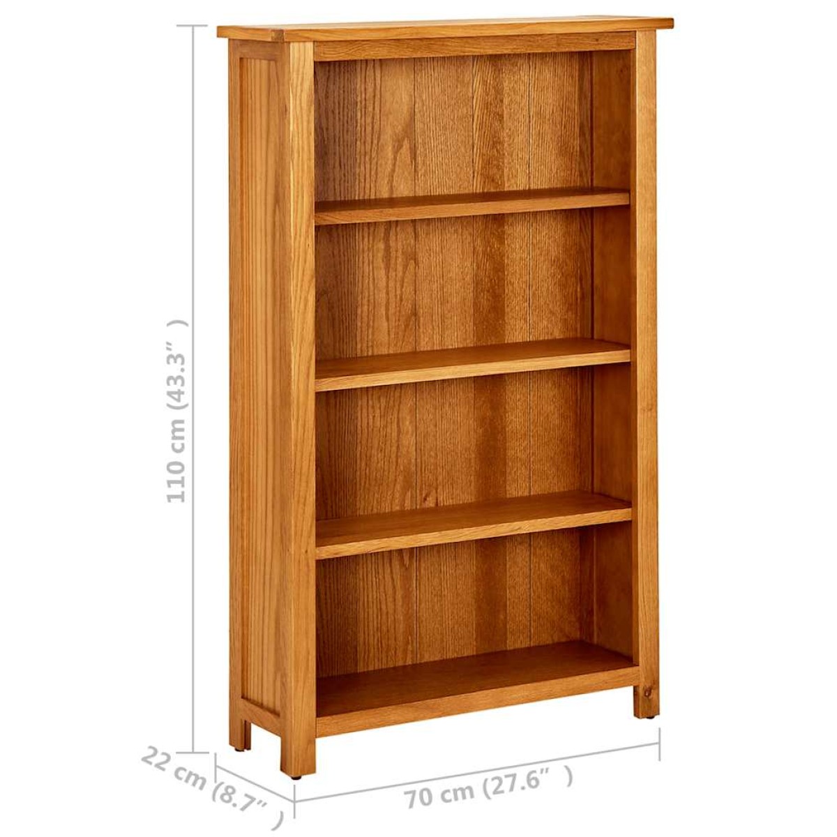 vidaXL Βιβλιοθήκη με 4 Επίπεδα 70 x 22 x 110 εκ. από Μασίφ Ξύλο Δρυός