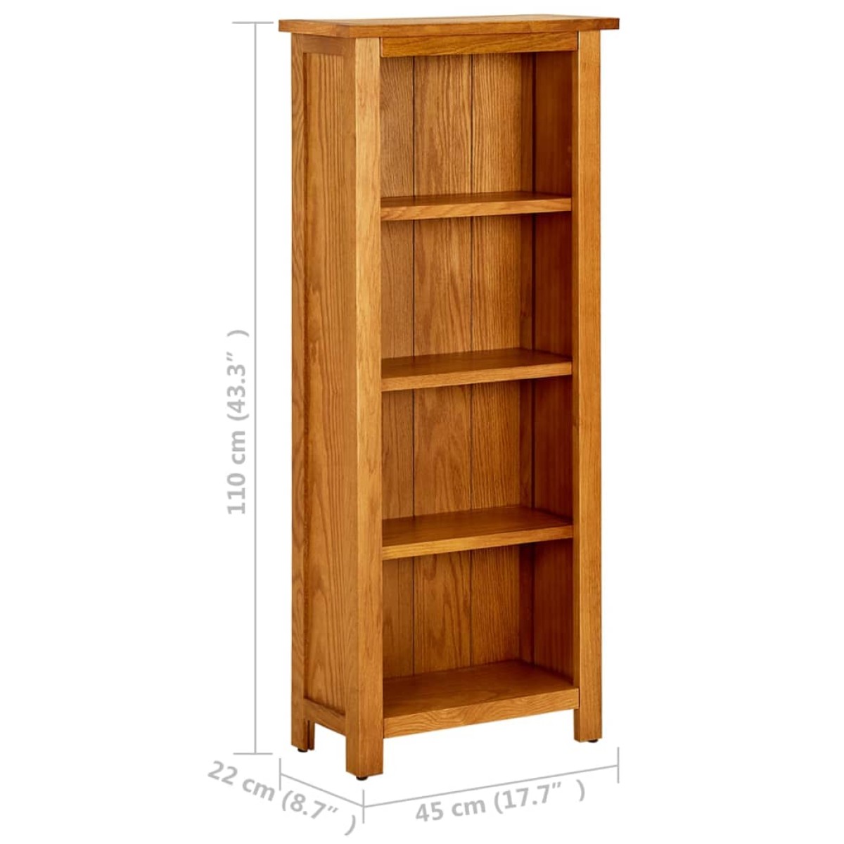 vidaXL Βιβλιοθήκη με 4 Επίπεδα 45 x 22 x 110 εκ. από Μασίφ Ξύλο Δρυός