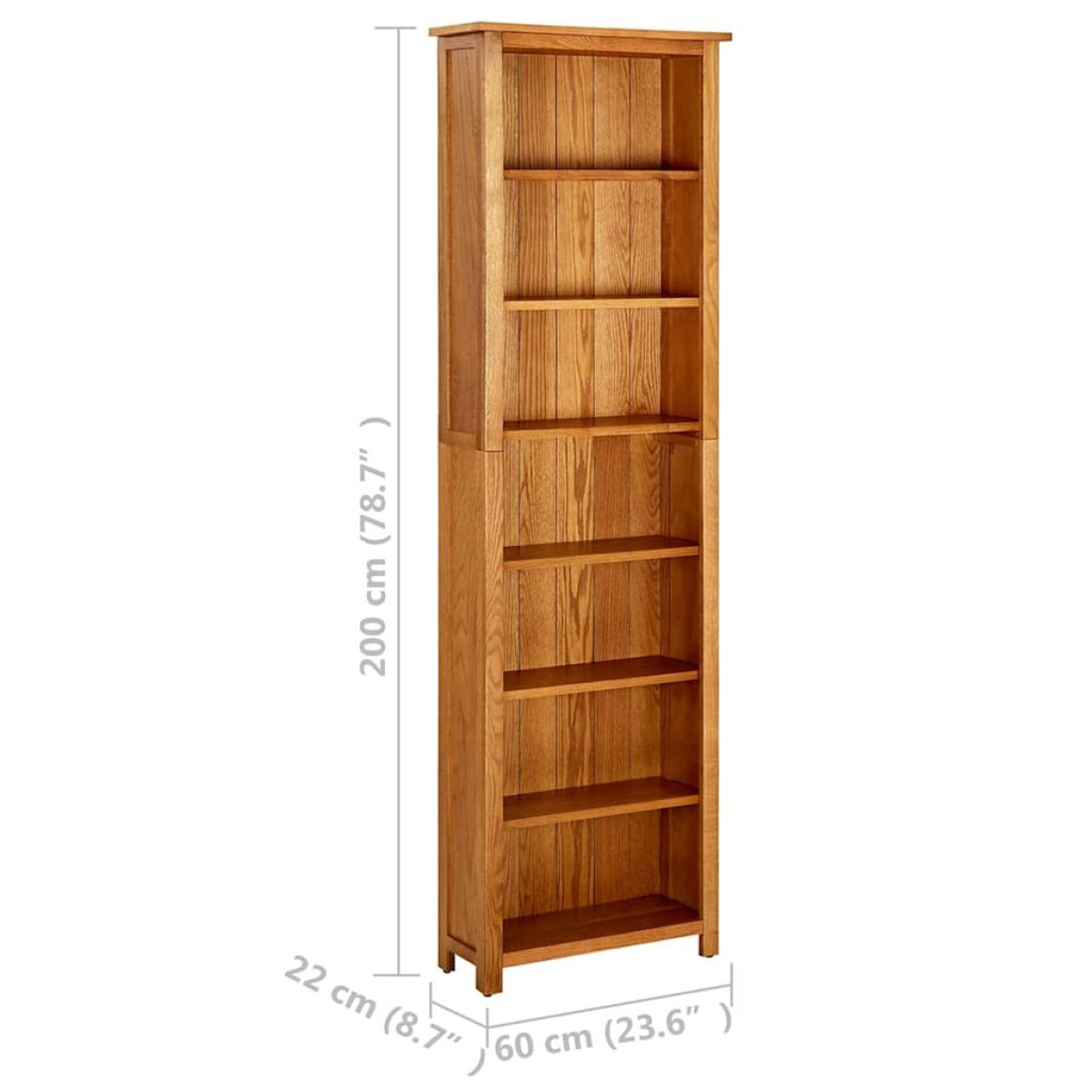 vidaXL Βιβλιοθήκη με 7 Επίπεδα 60x22x200 εκ. από Μασίφ Ξύλο Δρυός