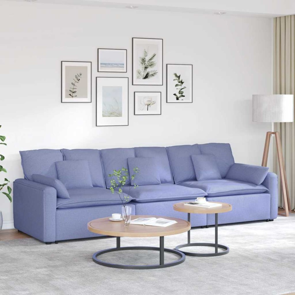 vidaXL Μοντέρνος Καναπές με Μαξιλάρια, Τζιν, Μπλε