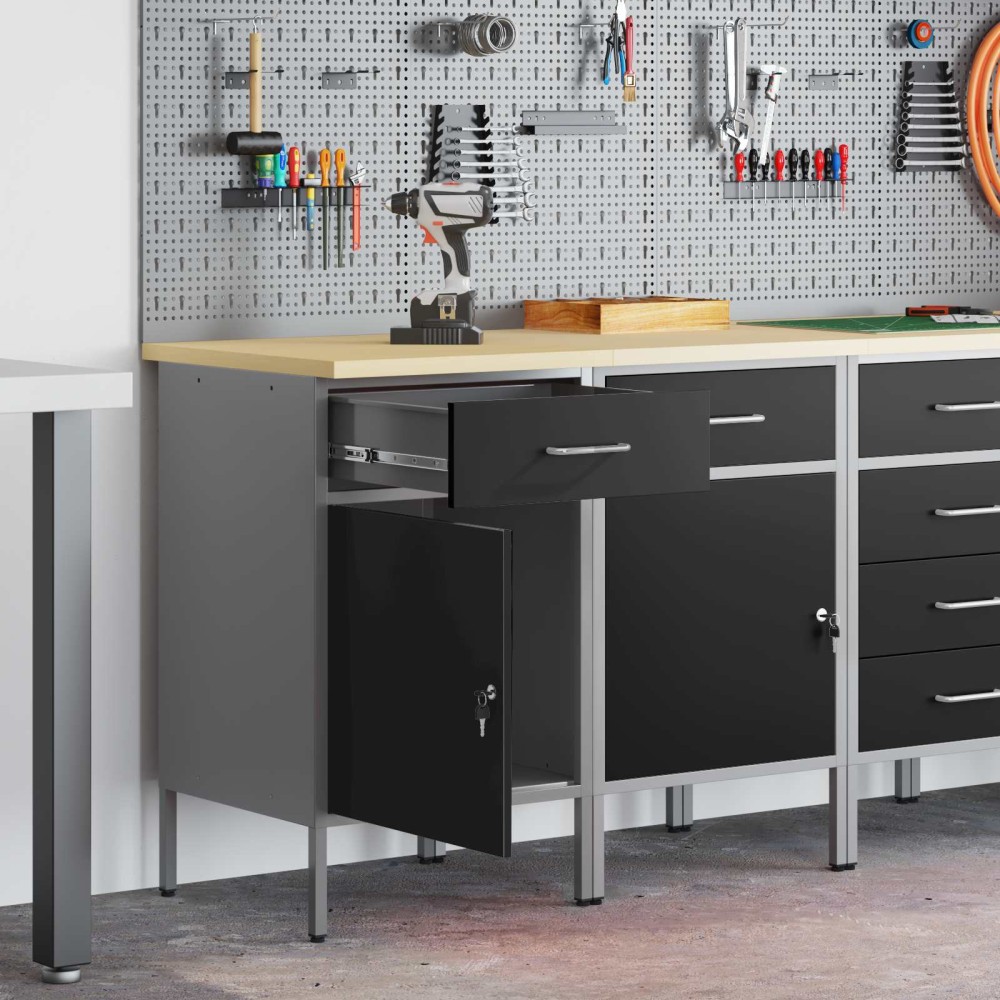 vidaXL Ντουλάπα Εργασίας 2 τμχ. Μαύρο και Γκρι 100 x 55 x 85 εκ.