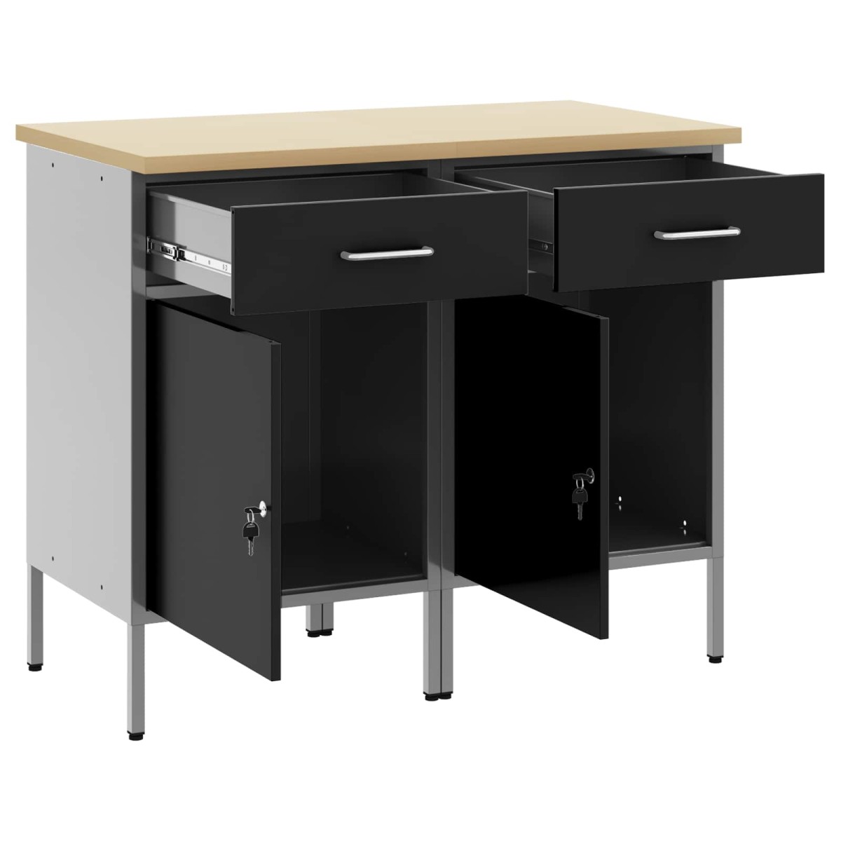 vidaXL Ντουλάπα Εργασίας 2 τμχ. Μαύρο και Γκρι 100 x 55 x 85 εκ.