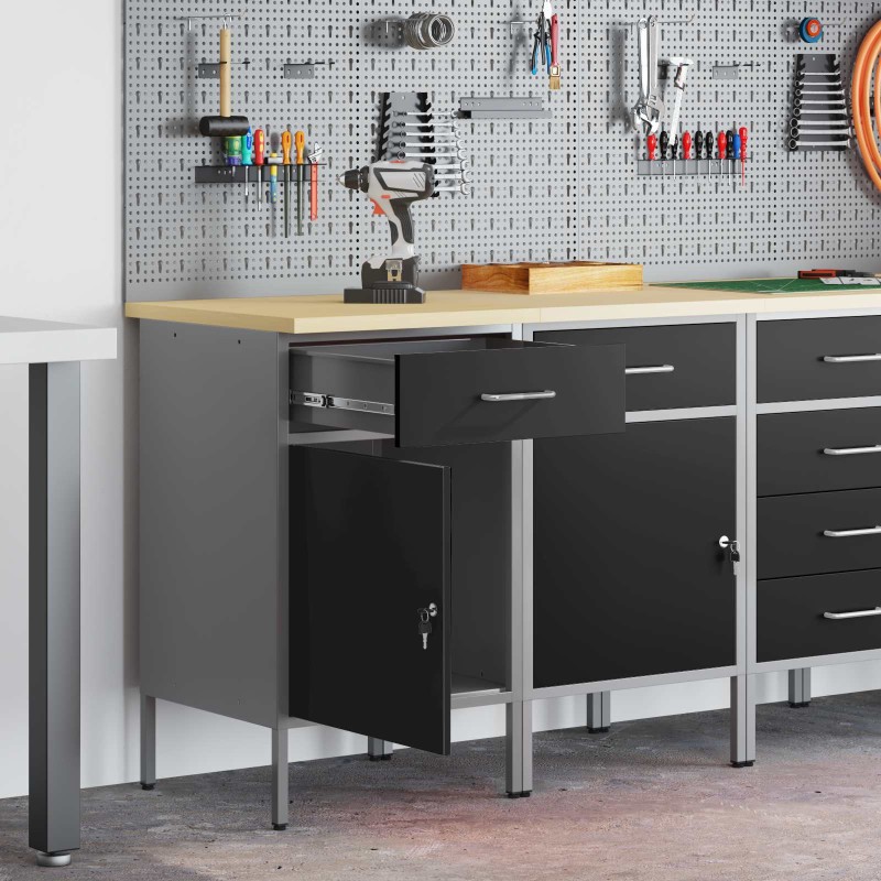 vidaXL Ντουλάπα Εργασίας 2 τμχ. Μαύρο και Γκρι 100 x 55 x 85 εκ.