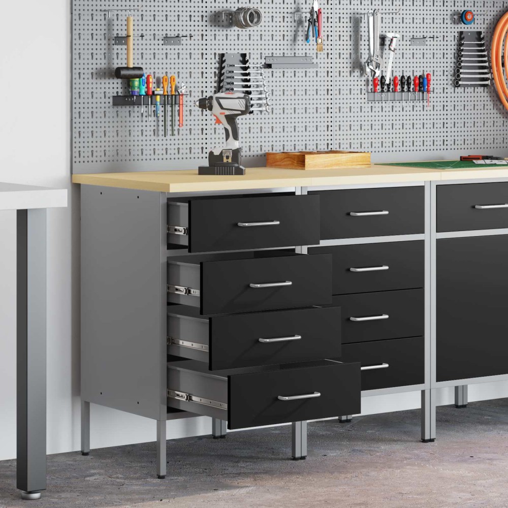 vidaXL Ντουλάπα Εργασίας 2 τμχ. Μαύρο και Γκρι 100 x 55 x 85 εκ.