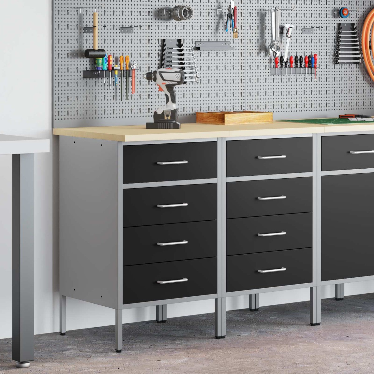 vidaXL Ντουλάπα Εργασίας 2 τμχ. Μαύρο και Γκρι 100 x 55 x 85 εκ.