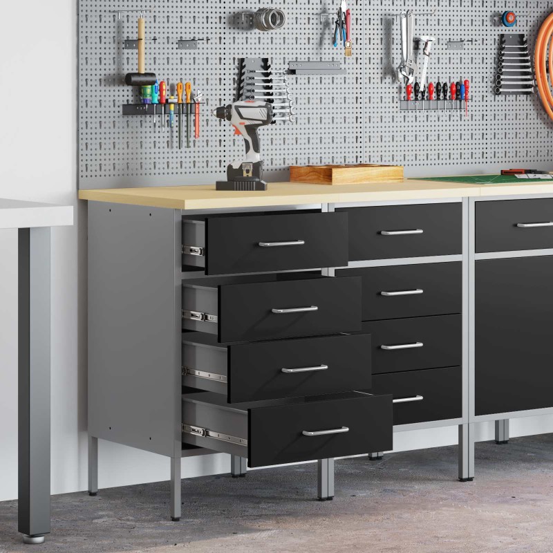 vidaXL Ντουλάπα Εργασίας 2 τμχ. Μαύρο και Γκρι 100 x 55 x 85 εκ.