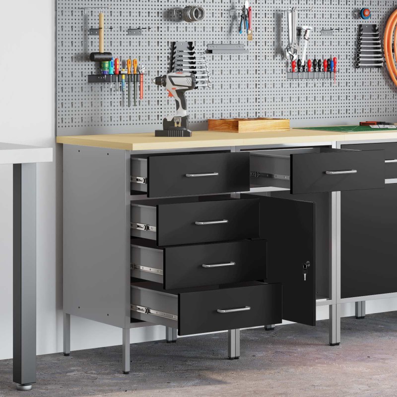 vidaXL Ντουλάπα Εργασίας 2 τμχ. Μαύρο και Γκρι 100 x 55 x 85 εκ.