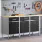 vidaXL Ντουλάπα Εργασίας 3 τμχ. Μαύρο και Γκρι 150 x 55 x 85 εκ