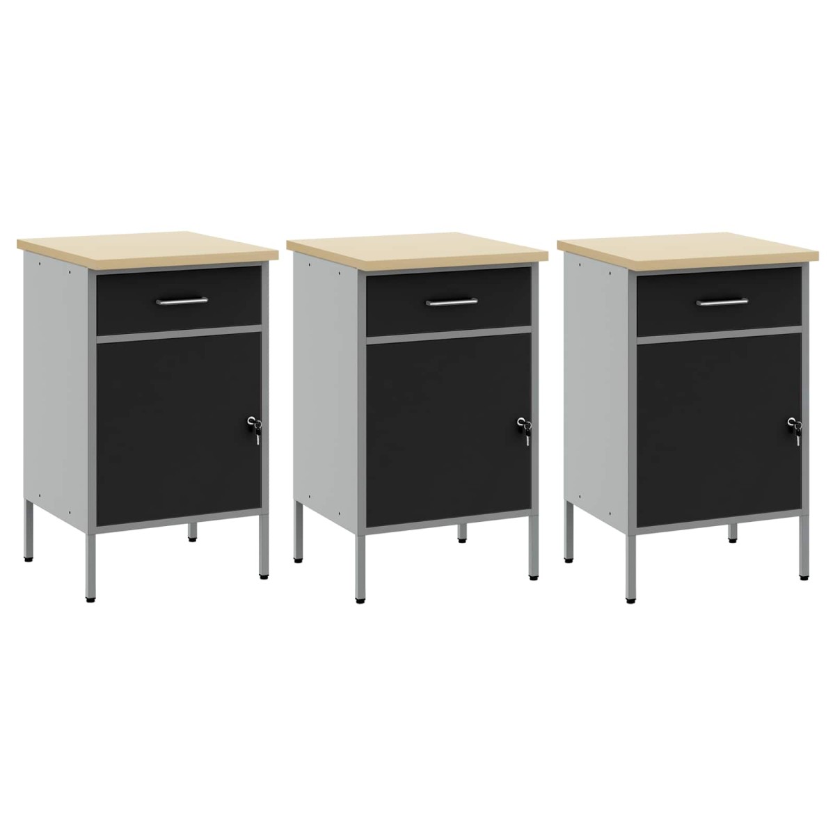vidaXL Ντουλάπα Εργασίας 3 τμχ. Μαύρο και Γκρι 150 x 55 x 85 εκ