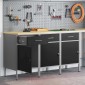 vidaXL Ντουλάπα Εργασίας 3 τμχ. Μαύρο και Γκρι 150 x 55 x 85 εκ