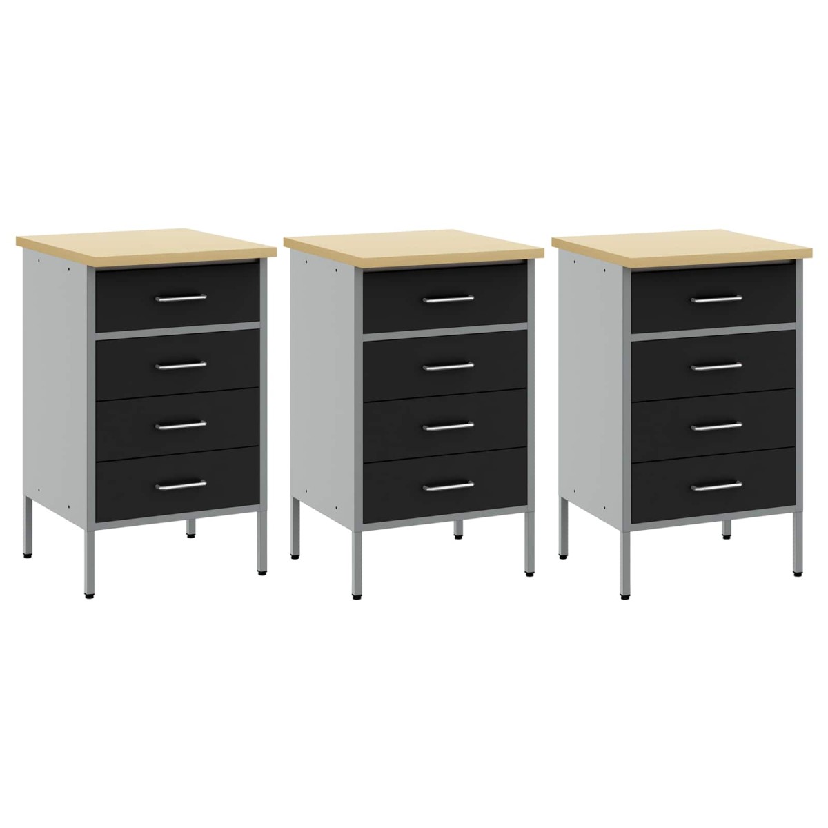 vidaXL Ντουλάπα Εργασίας 3 τμχ. Μαύρο και Γκρι 150 x 55 x 85 εκ