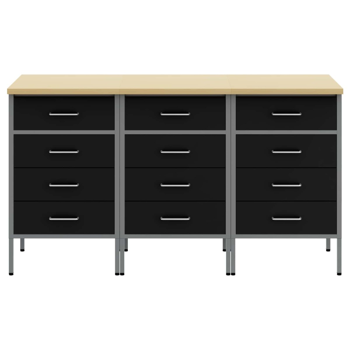 vidaXL Ντουλάπα Εργασίας 3 τμχ. Μαύρο και Γκρι 150 x 55 x 85 εκ