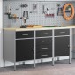 vidaXL Ντουλάπα Εργασίας 3 τμχ. Μαύρο και Γκρι 150 x 55 x 85 εκ