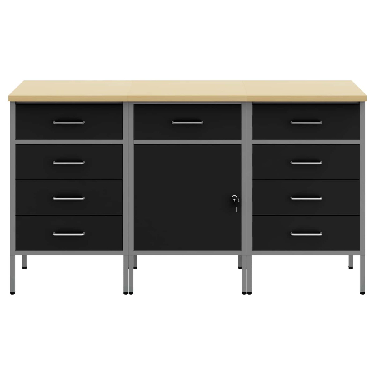 vidaXL Ντουλάπα Εργασίας 3 τμχ. Μαύρο και Γκρι 150 x 55 x 85 εκ