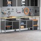 vidaXL Σετ πάγκου εργασίας 3 τμχ. Κόκκινο και Γκρι