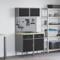 vidaXL Σετ Ντουλάπας Εργασίας με συρτάρι με ράφι 8 τμχ. Γκρι