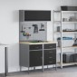 vidaXL Σετ Ντουλάπας Εργασίας με συρτάρι με ράφι 5 τμχ. Μαύρο