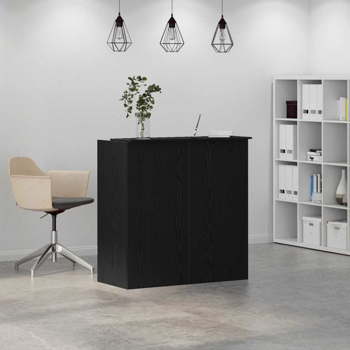 vidaXL Γραφείο Υποδοχής Μαύρη Δρυς 100x50x103,5 εκ. από Τεχνητό Ξύλο