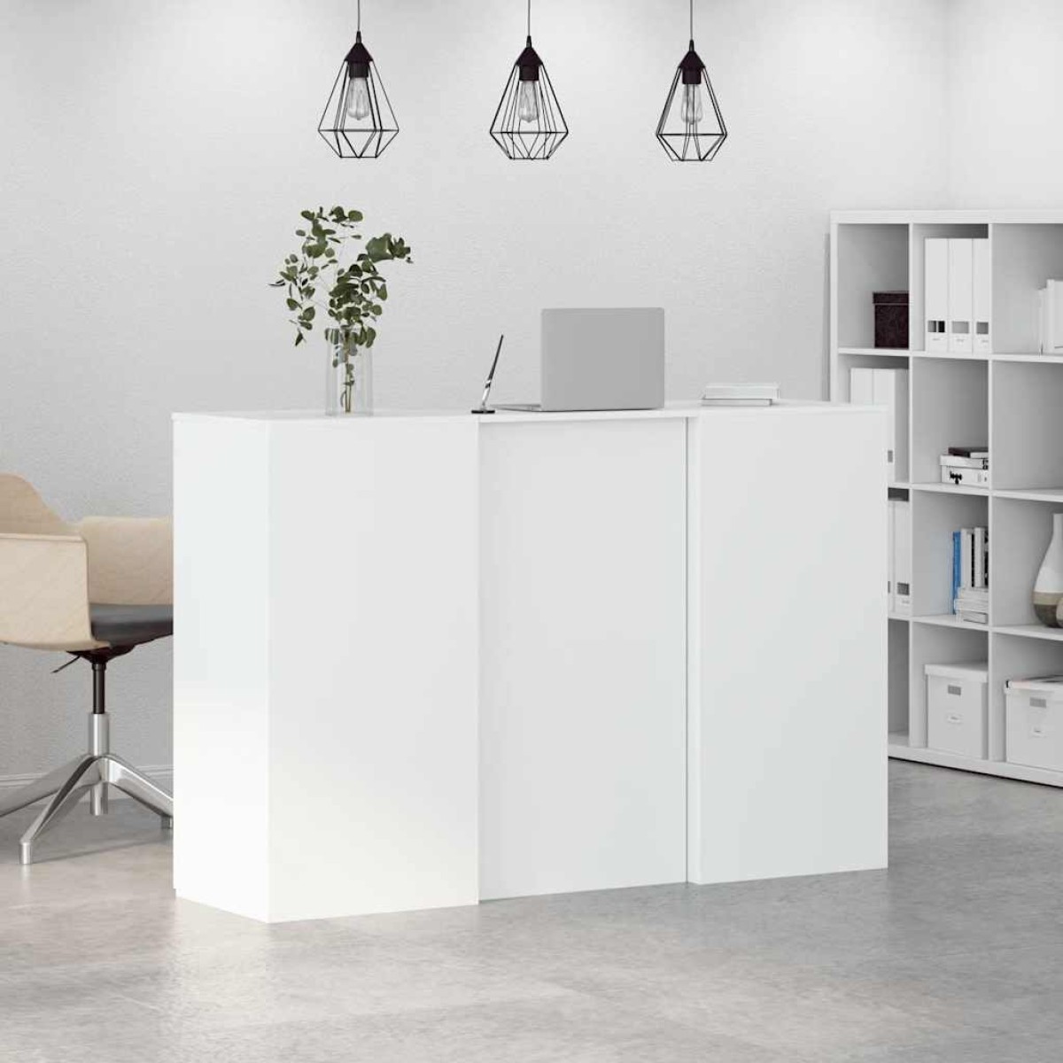 vidaXL Γραφείο υποδοχής Λευκό 155x50x103,5 εκ. Επεξεργασμένο Ξύλο