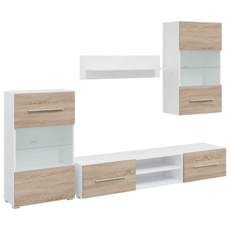vidaXL Μονάδες τηλεόρασης 5 τεμαχίων με φωτισμό LED Δρυς sonoma