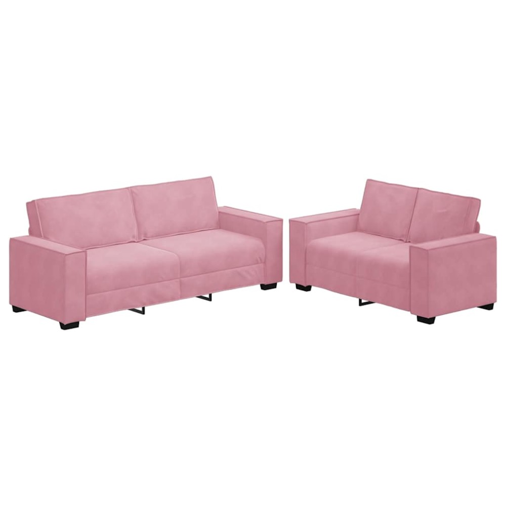 vidaXL Σετ Καναπέδων 2 Τεμαχίων με Μαξιλάρια Ροζ Βελούδο