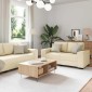 vidaXL Σετ Καναπέδων 2 Τεμαχίων με Μαξιλάρια, Κρεμ Ύφασμα