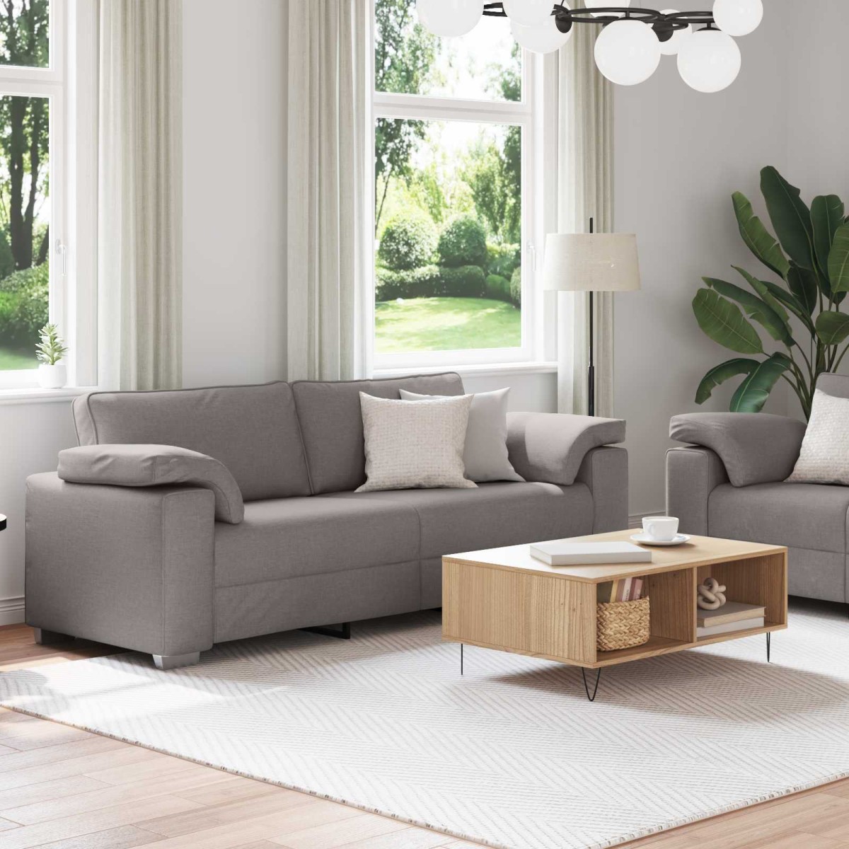 vidaXL Καναπές 2 τμχ. Taupe ύφασμα