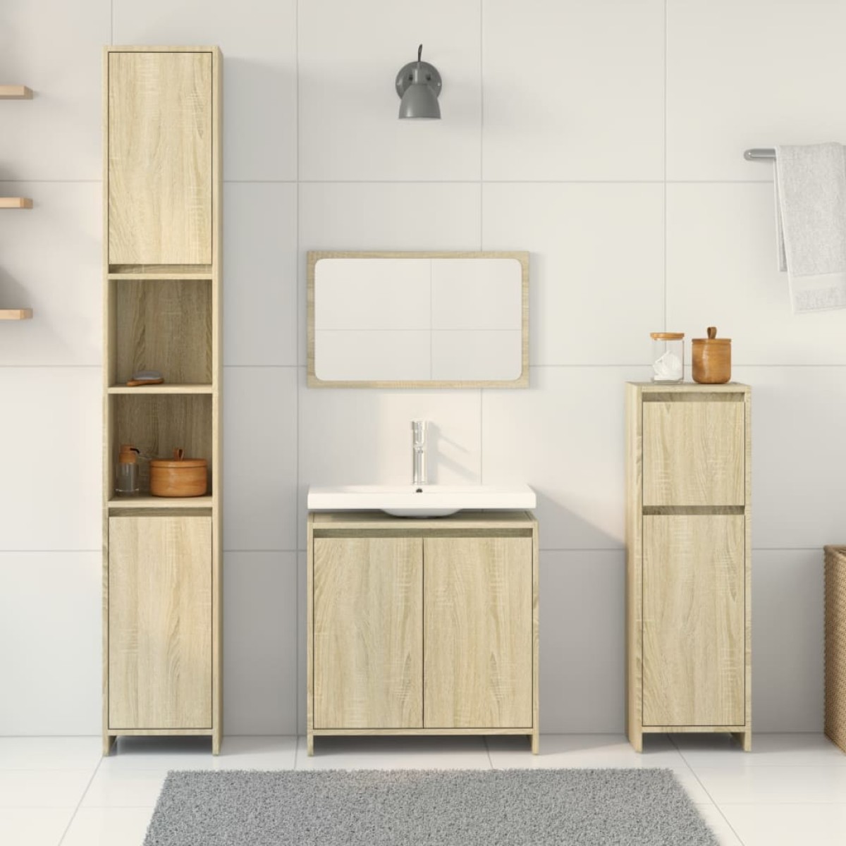 vidaXL Σετ Επίπλων Μπάνιου 4 Τεμαχίων Sonoma Δρυς Επεξεργασμένο Ξύλο