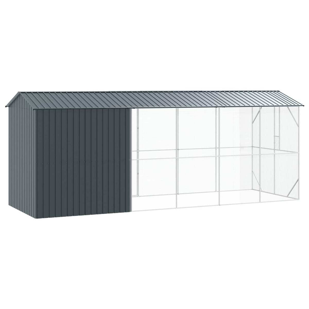 vidaXL Κλουβί Πουλιών Ανθρακί 645 x 208 x 247 εκ Επικαλυμμένος Χάλυβας