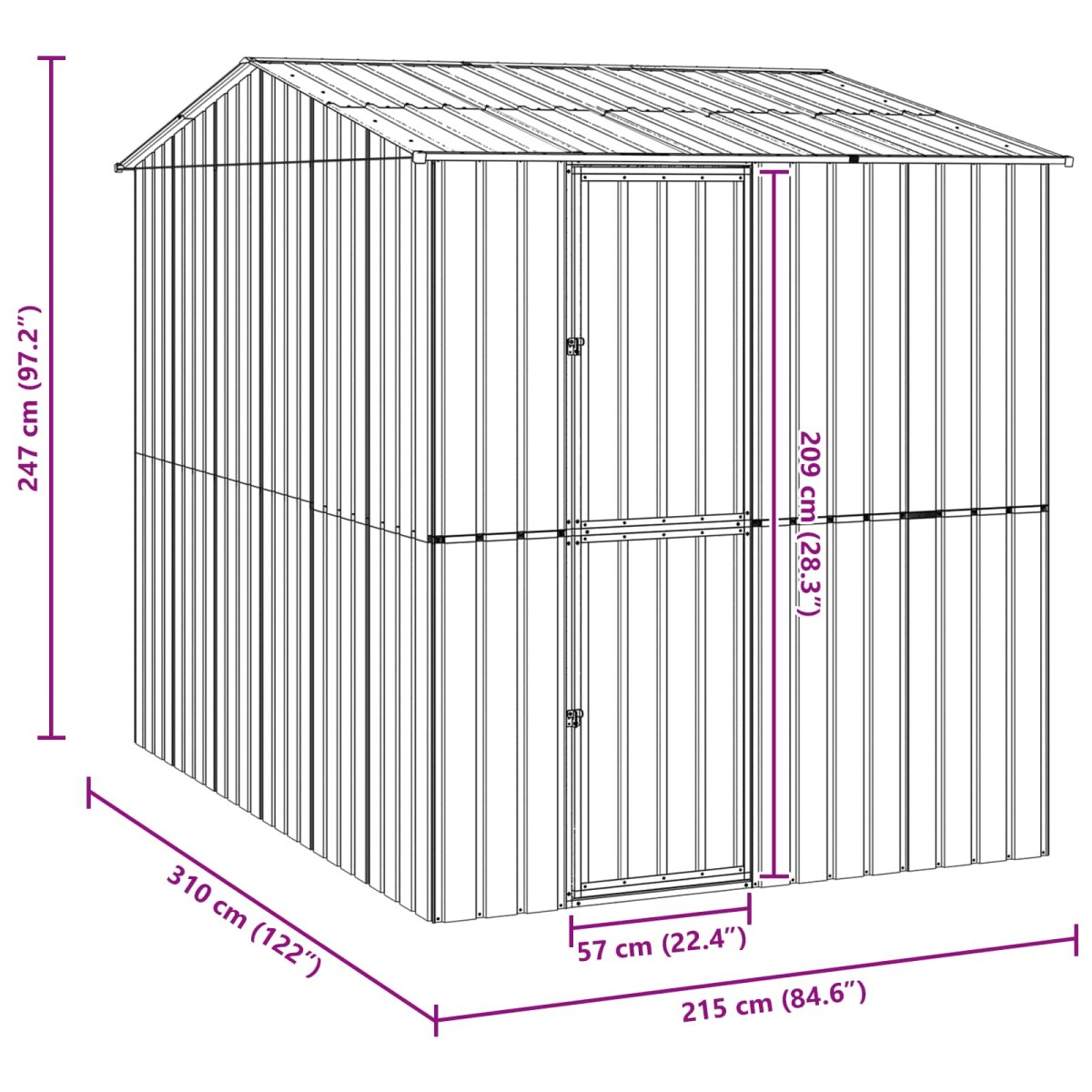 vidaXL Κλουβί Πουλιών με αποθήκευση Ανθρακί 215 x 310 x 247 εκ.
