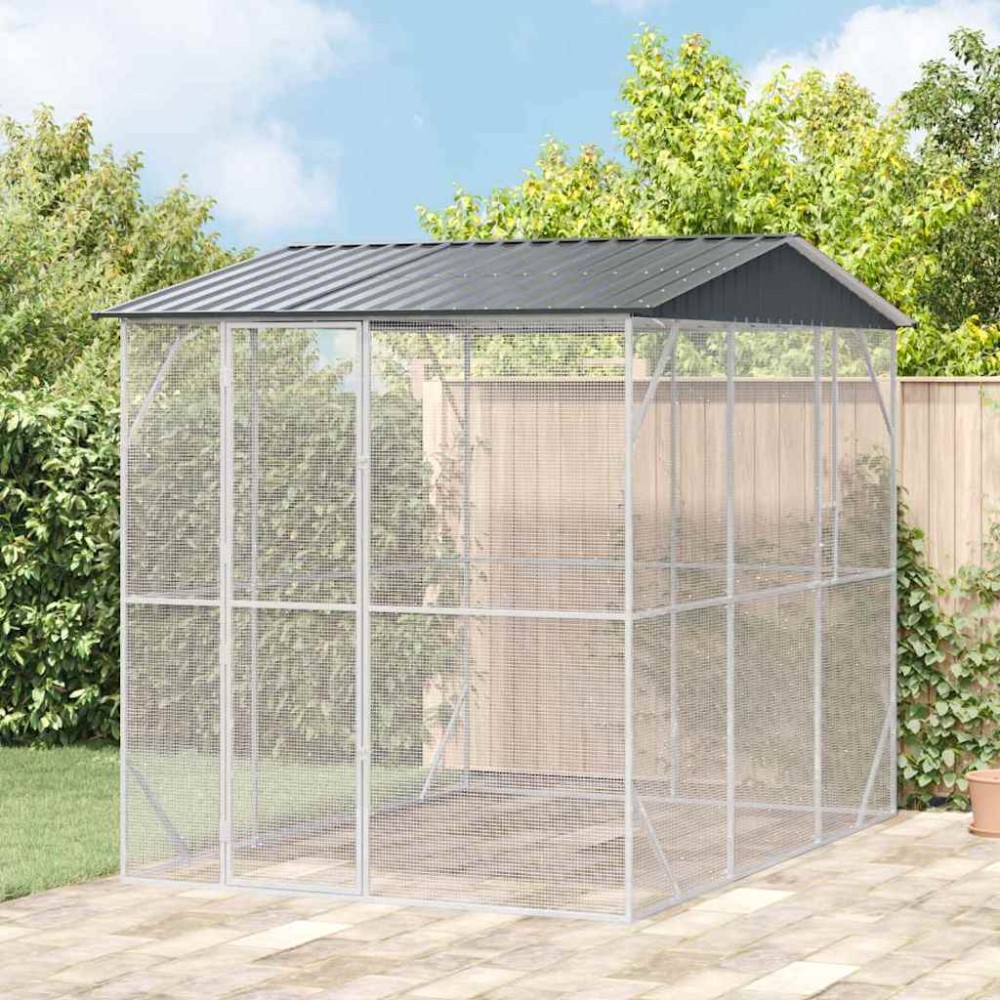 vidaXL Κλουβί Πουλιών Ανθρακί 227 x 310 x 247 εκ Επικαλυμμένος Χάλυβας