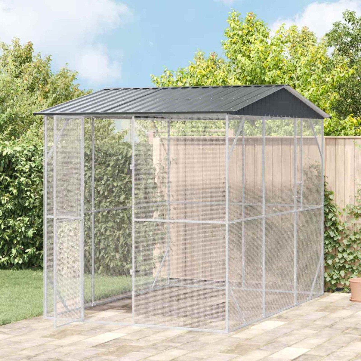 vidaXL Κλουβί Πουλιών Ανθρακί 227 x 310 x 247 εκ Επικαλυμμένος Χάλυβας