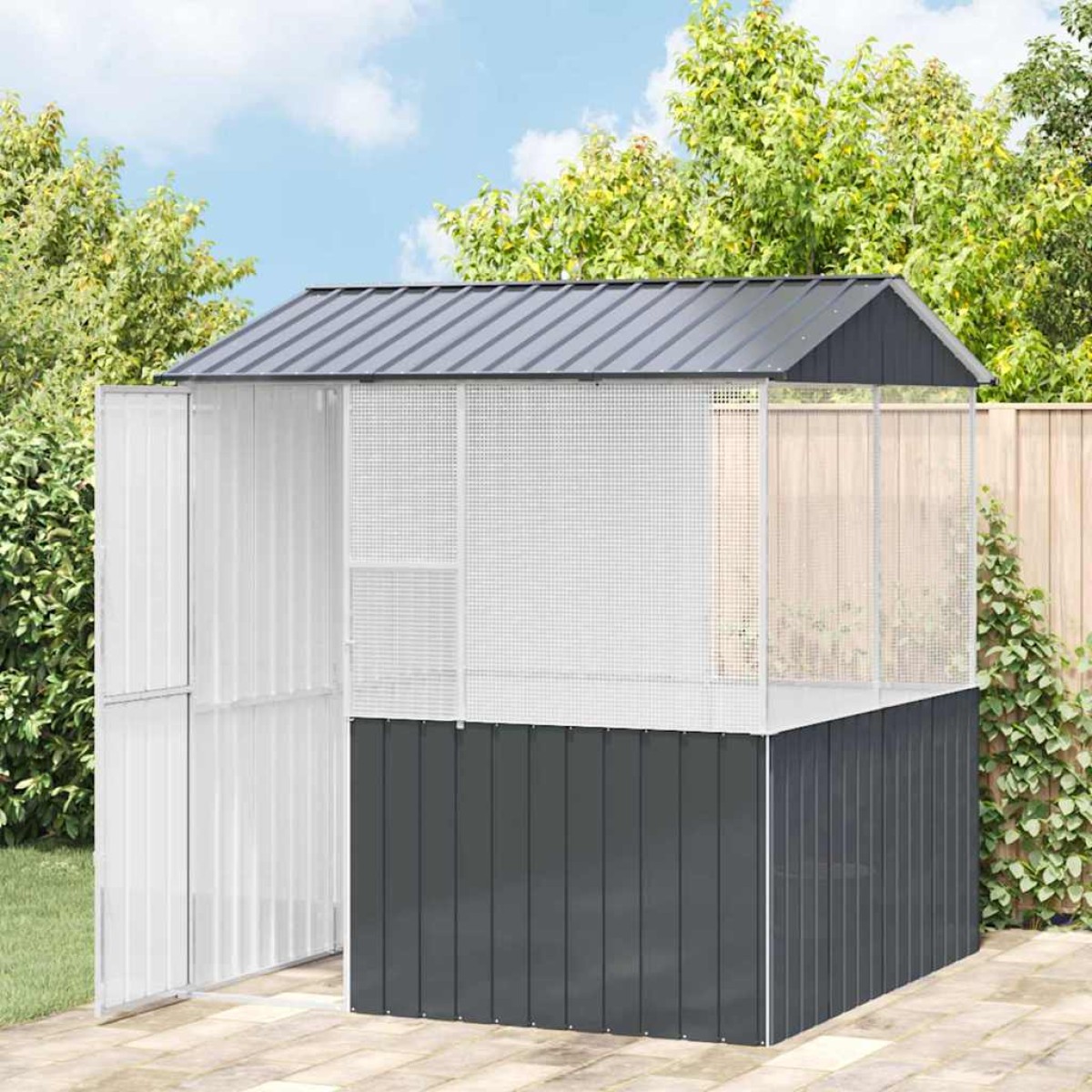 vidaXL Κλουβί Πουλιών Ανθρακί 215 x 209 x 230 εκ Επικαλυμμένος Χάλυβας