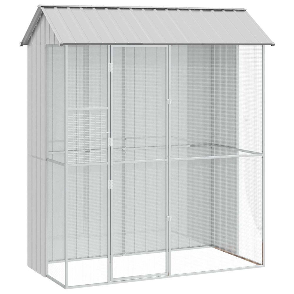 vidaXL Κλουβί Πουλιών Γκρι 215 x 110 x 247 εκ. Επικαλυμμένος Χάλυβας