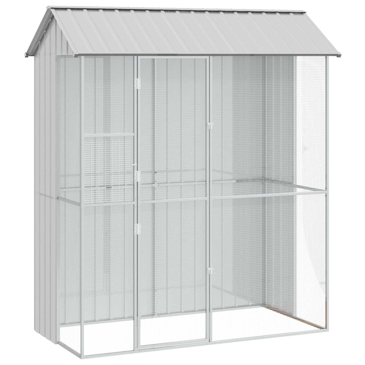 vidaXL Κλουβί Πουλιών Γκρι 215 x 110 x 247 εκ. Επικαλυμμένος Χάλυβας