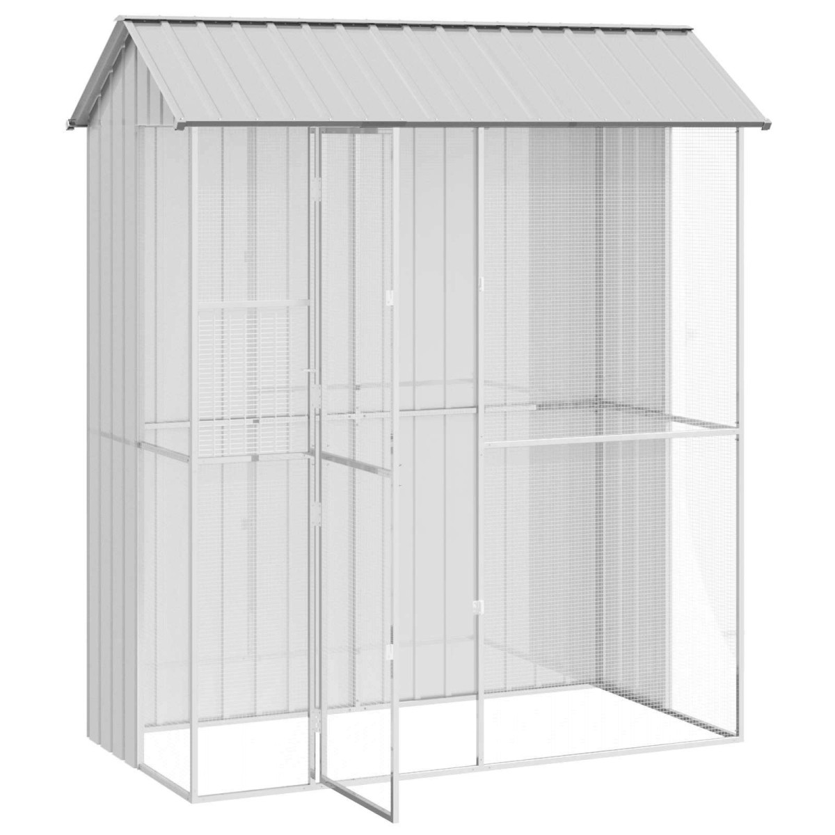 vidaXL Κλουβί Πουλιών Γκρι 215 x 110 x 247 εκ. Επικαλυμμένος Χάλυβας