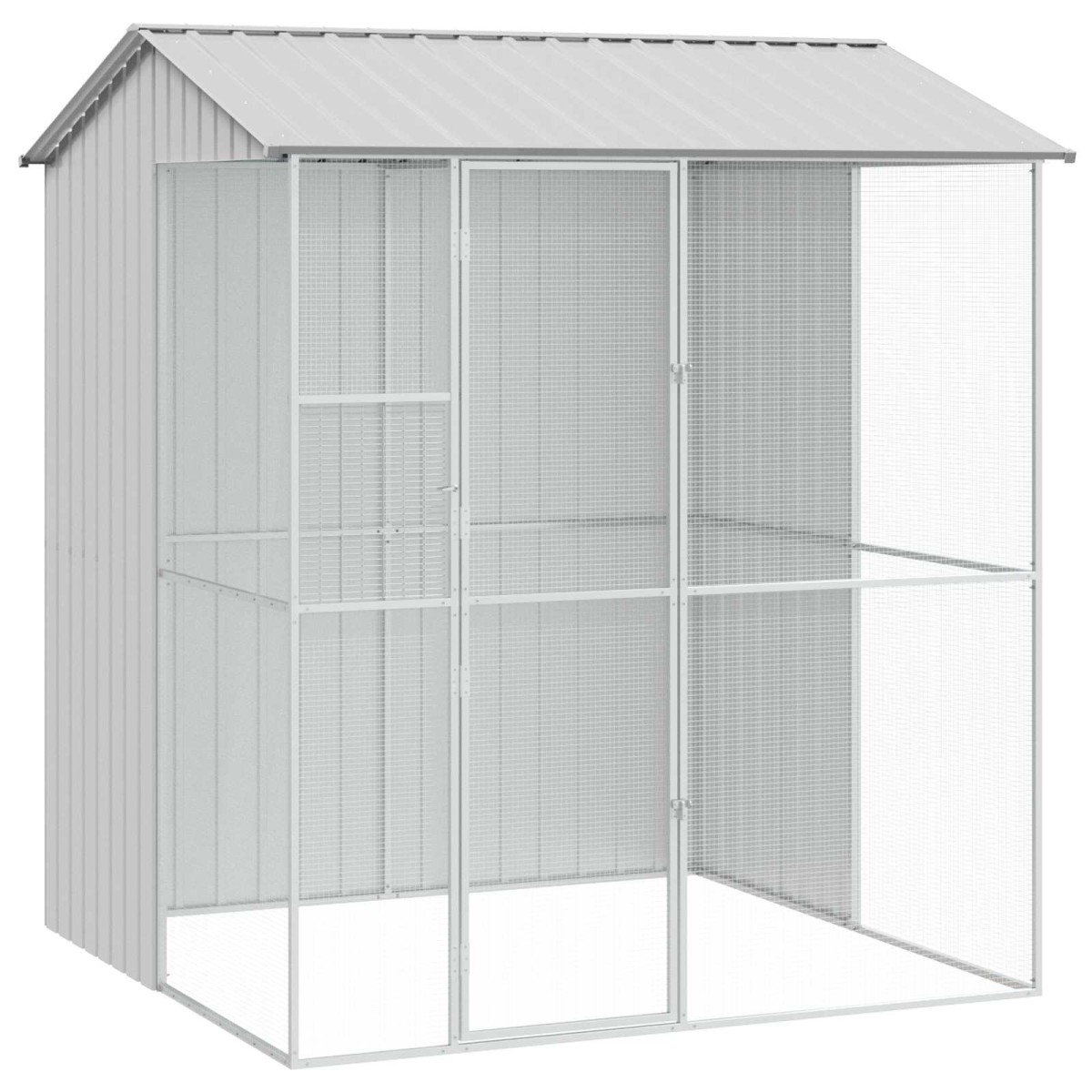 vidaXL Κλουβί Πουλιών Γκρι 215 x 210 x 247 εκ. Επικαλυμμένος Χάλυβας